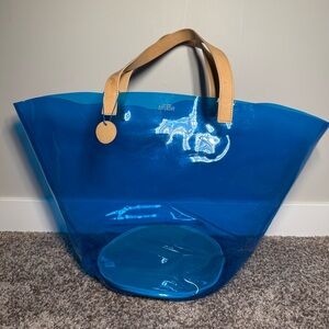 Kate Spade Saturday Blue Transparent See Through Beach Tote Bag Rare